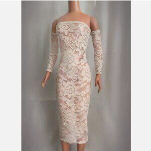 Cream color lace dress for My Size Barbie Doll 36" New, elegant, OOAK. Handwork
